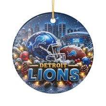 Load image into Gallery viewer, Detroit Lions Football Christmas Holiday Ornament Sublimated Ceramic