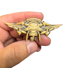 Load image into Gallery viewer, Gold 3D Full size UAS FAA Commercial Drone Pilot Wings pin GL12-006 P-258