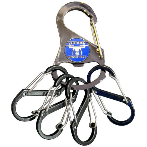 UAS FAA Commercial Drone Pilot Vest Carabiner Keychain with 4 carabiner clips and bottle opener function