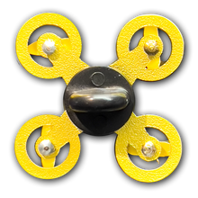 Load image into Gallery viewer, Gold UAS FAA Commercial Drone Pilot pin with spinning propellers PBX-005-K P-254