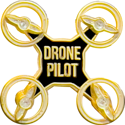 Gold UAS FAA Commercial Drone Pilot pin with spinning propellers PBX-005-K P-254