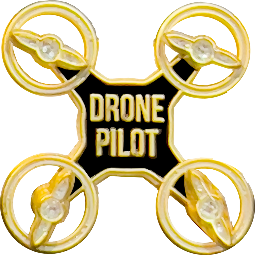 Gold UAS FAA Commercial Drone Pilot pin with spinning propellers PBX-005-K P-254