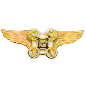 Gold Full size UAS FAA Commercial Drone Pilot Wings pin with spinning propellers BL4-005 P-261