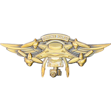 Load image into Gallery viewer, Gold 3D Full size UAS FAA Commercial Drone Pilot Wings pin GL12-006 P-258