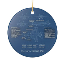 Load image into Gallery viewer, EA-18G Growler Blueprint Christmas Holiday Ornament Sublimated Ceramic