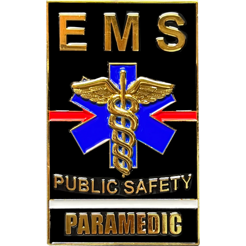 EMS Paramedic Challenge Coin thin white line american flag EMT red line fire department GL13-001