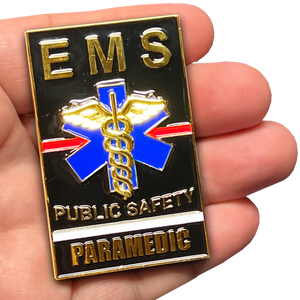 EMS Paramedic Challenge Coin thin white line american flag EMT red line fire department GL13-001