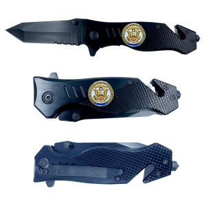 FEMA Federal Emergency Management Agency collectible 3-in-1 Police Tactical Rescue tool with Seatbelt Cutter, Steel Serrated Blade, Glass Breaker 24-K