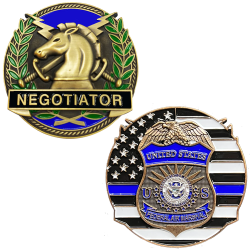 FAM Federal Air Marshal Thin Blue Line Negotiator Challenge Coin GL13-004