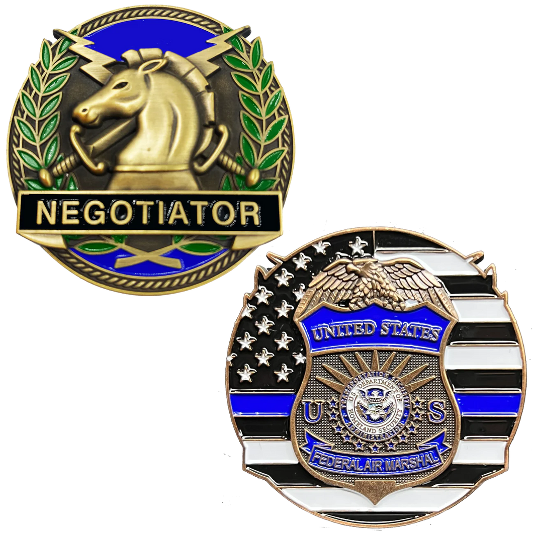FAM Federal Air Marshal Thin Blue Line Negotiator Challenge Coin GL13-004