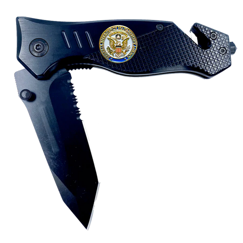 FEMA Federal Emergency Management Agency collectible 3-in-1 Police Tactical Rescue tool with Seatbelt Cutter, Steel Serrated Blade, Glass Breaker 24-K