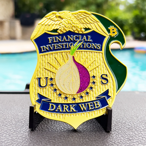 HSI FBI CIA DEA Financial Crimes Investigations Dark Web Challenge Coin Bottle Opener Tor Browser Crypto BL1-02