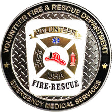 Load image into Gallery viewer, Volunteer Fire Fighter AEMT EMT Paramedic Fire Rescue Department Challenge Coin BL3-002