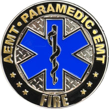 Load image into Gallery viewer, Volunteer Fire Fighter AEMT EMT Paramedic Fire Rescue Department Challenge Coin BL3-002