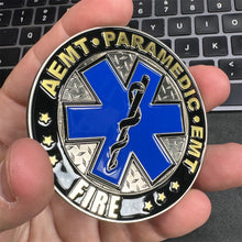 Load image into Gallery viewer, Volunteer Fire Fighter AEMT EMT Paramedic Fire Rescue Department Challenge Coin BL3-002