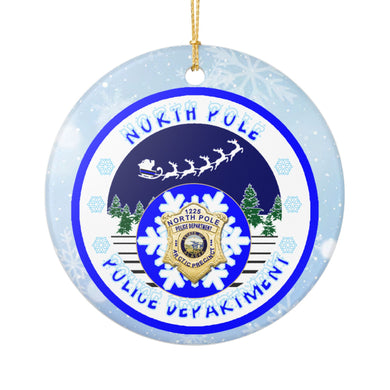 North Pole Police Department Thin Blue Line Christmas Ornament 3