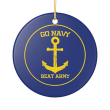 Load image into Gallery viewer, Go Navy Beat Army Holiday Christmas Ornament Midshipmen 3&quot; Ceramic Made in the USA Ships From The USA
