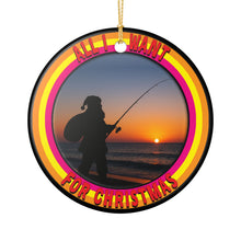 Load image into Gallery viewer, Surf Fishing Santa 3&quot; Ceramic Christmas Ornament Made in the USA Ships From The USA