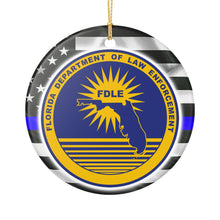 Load image into Gallery viewer, FDLE Florida Department of Law Enforcement TBL Flag 3&quot; Ceramic Christmas Ornament  Made in the USA Ships From the USA