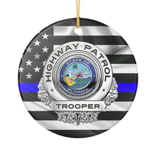 Load image into Gallery viewer, Florida Highway Patrol Badge FHP TBL Flag 3&quot; Ceramic Christmas Ornament  Made in the USA Ships From the USA