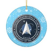 Load image into Gallery viewer, United States Space Force  3" Ceramic Christmas Holiday Ornament MADE IN THE USA SHIPS FROM THE USA
