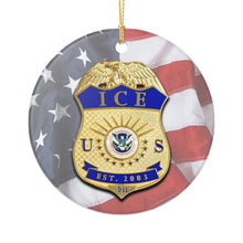 Load image into Gallery viewer, CBP ICE Immigrations and Customs Enforcement 3" Ceramic Single Sided Christmas Ornament Made In The USA Ships From The USA