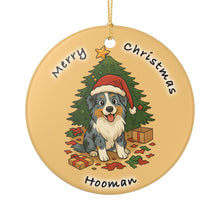 Load image into Gallery viewer, Aussie Australian Shepherd Blue Merle 3&quot; Ceramic Holiday Christmas Ornament Made in The USA Ships From the USA