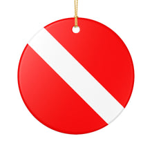 Load image into Gallery viewer, Classic SCUBA Dive Diver Down Flag 3" Ceramic Christmas Ornament Made In The USA Ships From The USA