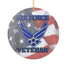 Load image into Gallery viewer, United States Air Force Veteran USAF 3" Ceramic Christmas Ornament Made In The USA Ships From The USA