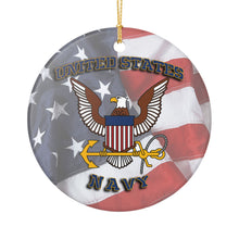 Load image into Gallery viewer, United States Navy 3" Ceramic Christmas Ornament USN Made In The USA Ships From The USA