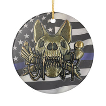 Load image into Gallery viewer, Explosives Detector K-9 Canine Police Leo CBG HSA ICE FBI Thin Blue Line Flag USA Flag  3&quot; Ceramic Christmas Ornament Made in the USA Ships From The USA