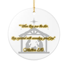 Load image into Gallery viewer, Bible Verse Matthew 2:10  3" Single Sided Ceramic Christmas Ornament Ships From The USA Made In The USA