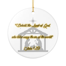 Load image into Gallery viewer, Bible Verse John 1:29  3" Single Sided Ceramic Christmas Ornament Ships From The USA Made In The USA