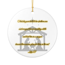 Load image into Gallery viewer, Bible Verse Luke 2:7  3" Single Sided Ceramic Christmas Ornament Ships From The USA Made In The USA