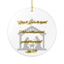 Load image into Gallery viewer, Bible Verse  Luke 2:14 3" Single Sided Ceramic Christmas Ornament Ships From The USA Made In The USA