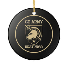 Load image into Gallery viewer, Go Army Beat Navy Holiday Christmas Ornament Black Knights 3&quot; Ceramic Made in the USA Ships From The USA