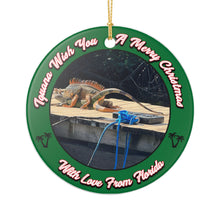 Load image into Gallery viewer, Funny Iguana Florida  3" Ceramic Christmas Ornament Made in the USA Ships from the USA