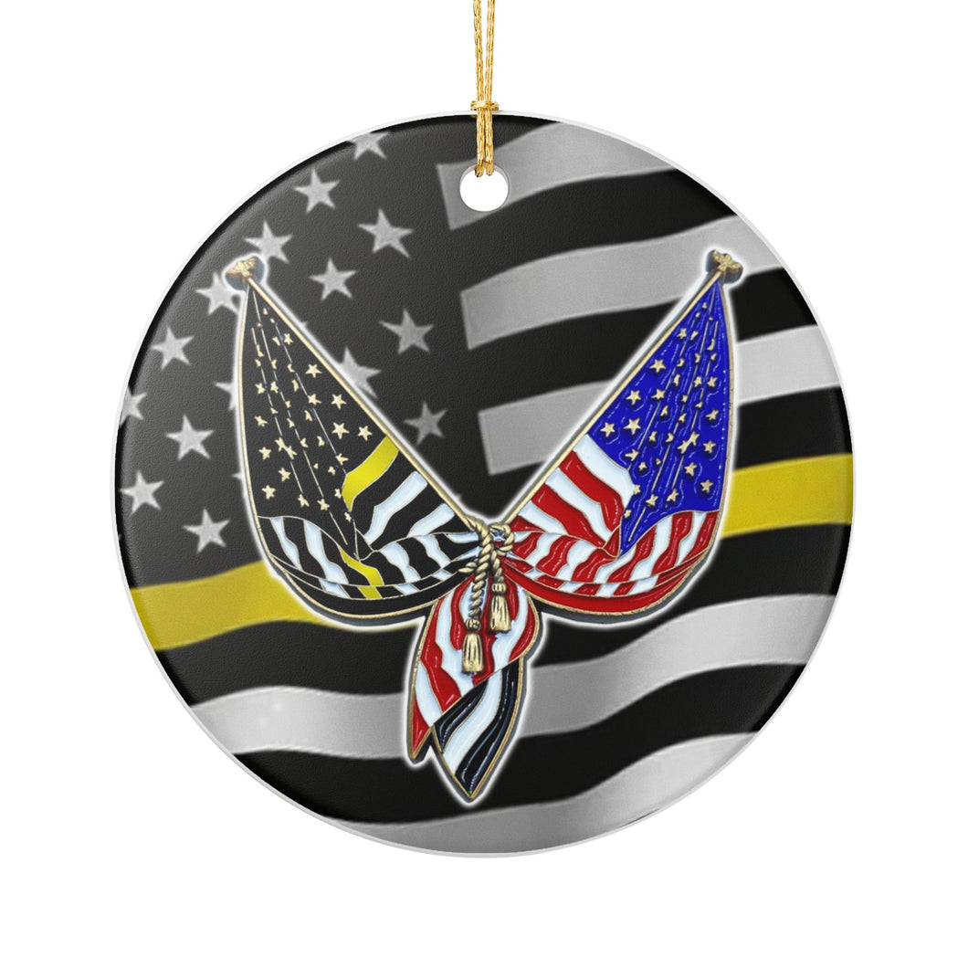 Thin Gold Line USA Flag Emergency 911 Dispatcher  3
