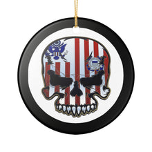 Load image into Gallery viewer, USCG Coast Guard Christmas Ornament Skull Flag  3&quot; Ceramic Made in the USA Ships From The USA