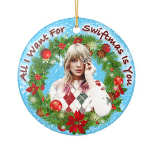 Load image into Gallery viewer, Taylor Christmas Swiftmas Ornament Swiftie Swift 3" Ceramic Ornament Made in The USA Ships From The USA (Copy)