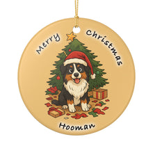 Load image into Gallery viewer, Aussie Australian Shepherd Black Tri 3&quot; Ceramic Holiday Christmas Ornament Made in The USA Ships From the USA