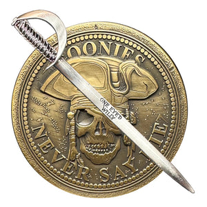 Goonies Never Say Die One Eyed Willy Shield with removable Sword Challenge Coin Set BL17-019