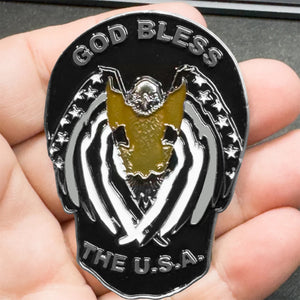 Thin Gray Line Flag CO Correctional Officer Eagle God Bless America Skull Challenge Coin Corrections EL14-018