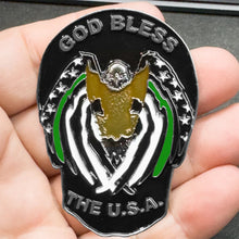 Load image into Gallery viewer, Thin Green Line Flag Border Patrol Sheriff Eagle God Bless America Skull Challenge Coin Marines Army Veteran EL14-008