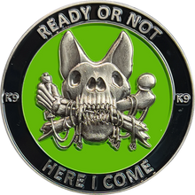 Load image into Gallery viewer, Border Patrol K9 Challenge Coin Canine Unit Saint Michael Thin Green Line Prayer Paw Prints BL6-007