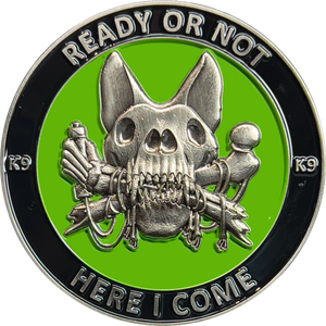 Border Patrol K9 Challenge Coin Canine Unit Saint Michael Thin Green Line Prayer Paw Prints BL6-007