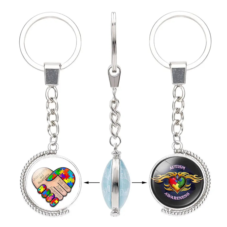 Autism Awareness Puzzle Piece Handshake Keychain FREE USA SHIPPING SHIPS FROM USA KC-046