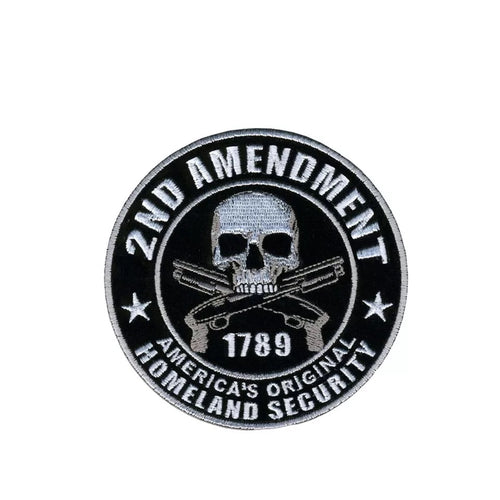 2ND AMENDMENT ORIGINAL HOMELAND SECURITY SKULL Embroidered Hook and Loop Patch FREE USA SHIPPING PAT-40  (E)