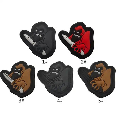 Pair Of Animated Airsoft Evil Knife Creature PVC Hook and Loop Tactical Morale Patch Ranger Eyes Ships Free From The USA PAT-855A/E
