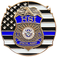 Load image into Gallery viewer, HSI Special Agent Thin Blue Line Negotiator Challenge Coin GL13-005